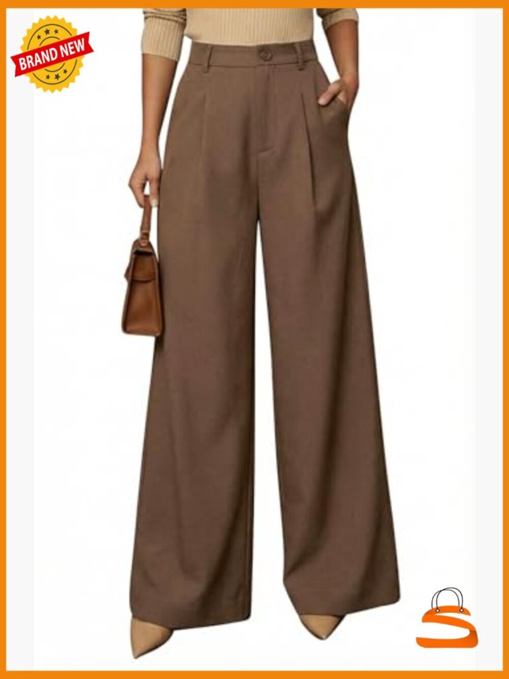 Wide Leg Linen Blend Palazzo Pants Trousers Business Casual - Picture 5 of 7
